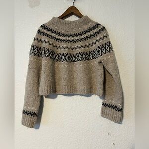 J. Crew Fair Isle Wide-Mockneck Sweater Medium Cropped
